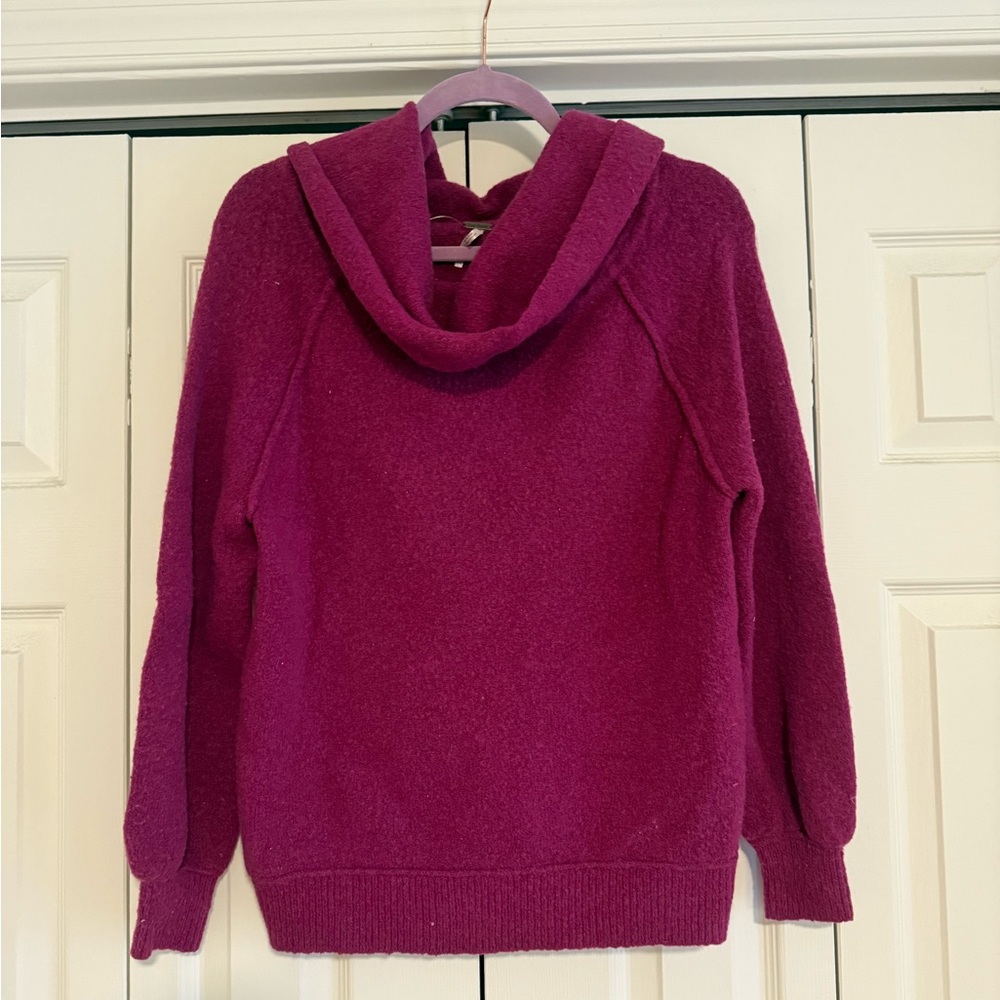 Free People Fuchsia Cowl Neck Sweater